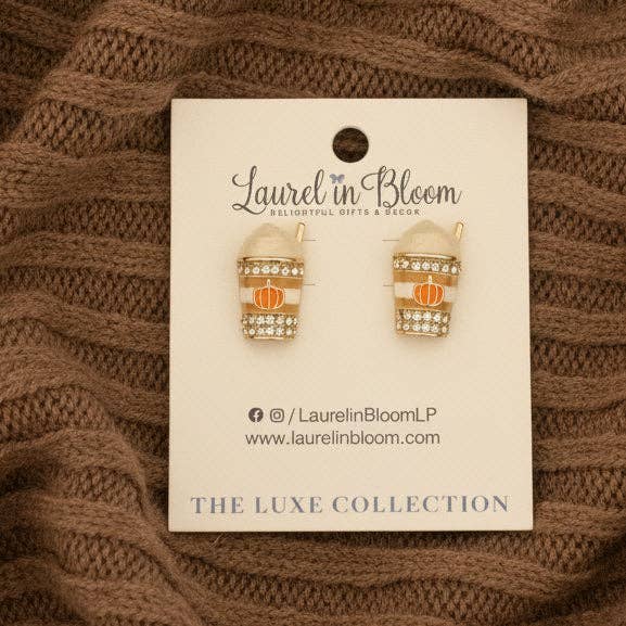 Pumpkin Sparkle Latte Stud Earrings