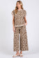 LEOPARD PRINT SCUBA TOP AND PANTS SETS: BROWN MULTI /