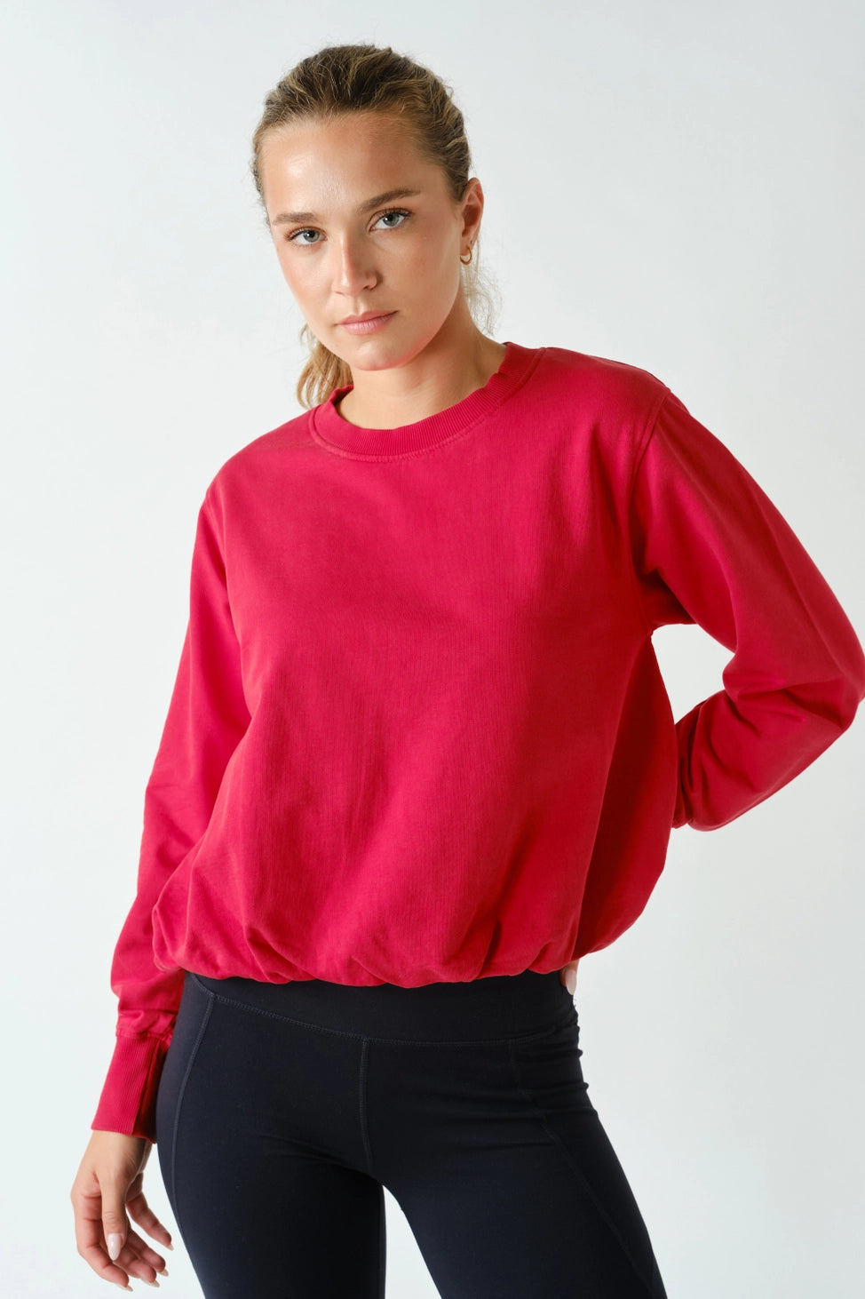 Mono B Mineral Cloud Bubble-Hem Pullover