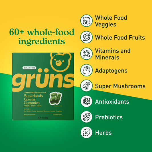 Grüns Adult Sugar Free Superfood Greens Gummies, 30 Servings