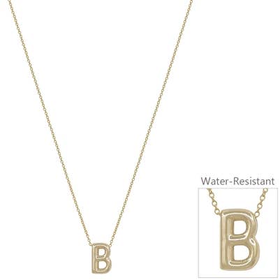 Bubble Textured Water Resistant "B" .5" Initial Necklace