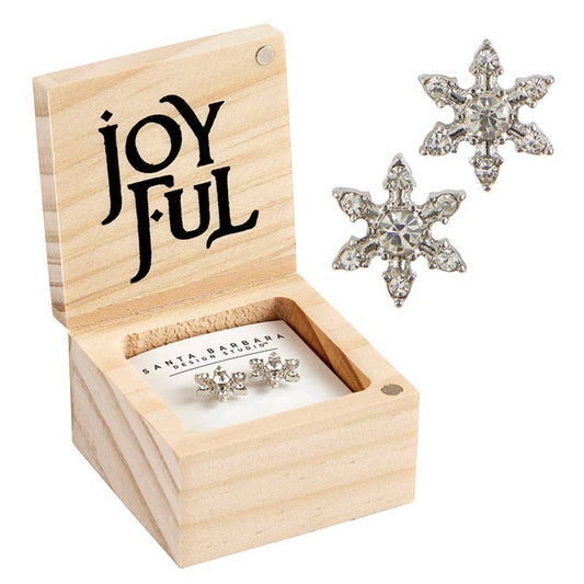 Treasure Box Earrings - Joyful: Wipe Clean with Dry Cloth / Pinewood, Glass, Zinc Alloy, Paper