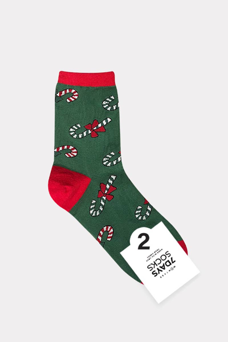Women's Christmas Warm Winter Crew Socks - Tree Farm: Green