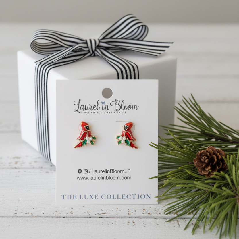 Holiday Heirloom Cardinal Studs