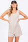 TEXTURED KNIT OVERALL ROMPER: Oatmeal