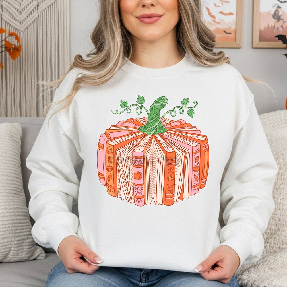 Book Pumpkin DTF Heat Transfer: Adult