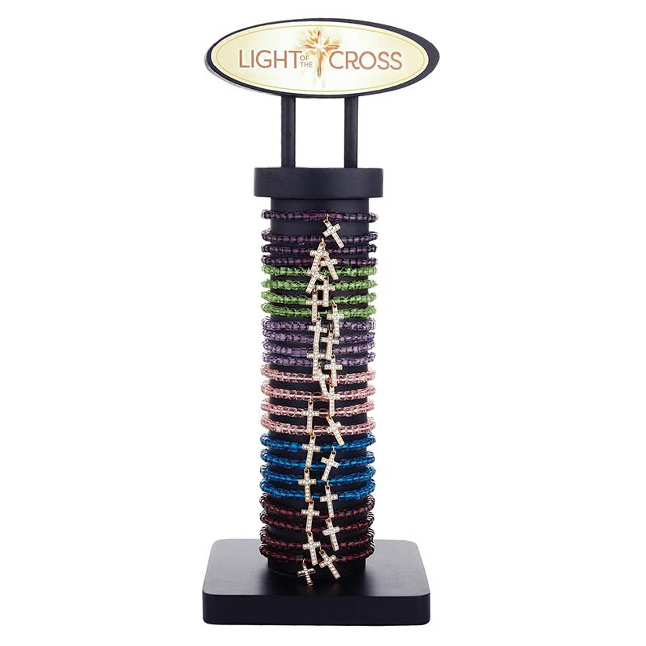 Glass Bead Bracelets: Plated, Pine Display / 5" L
