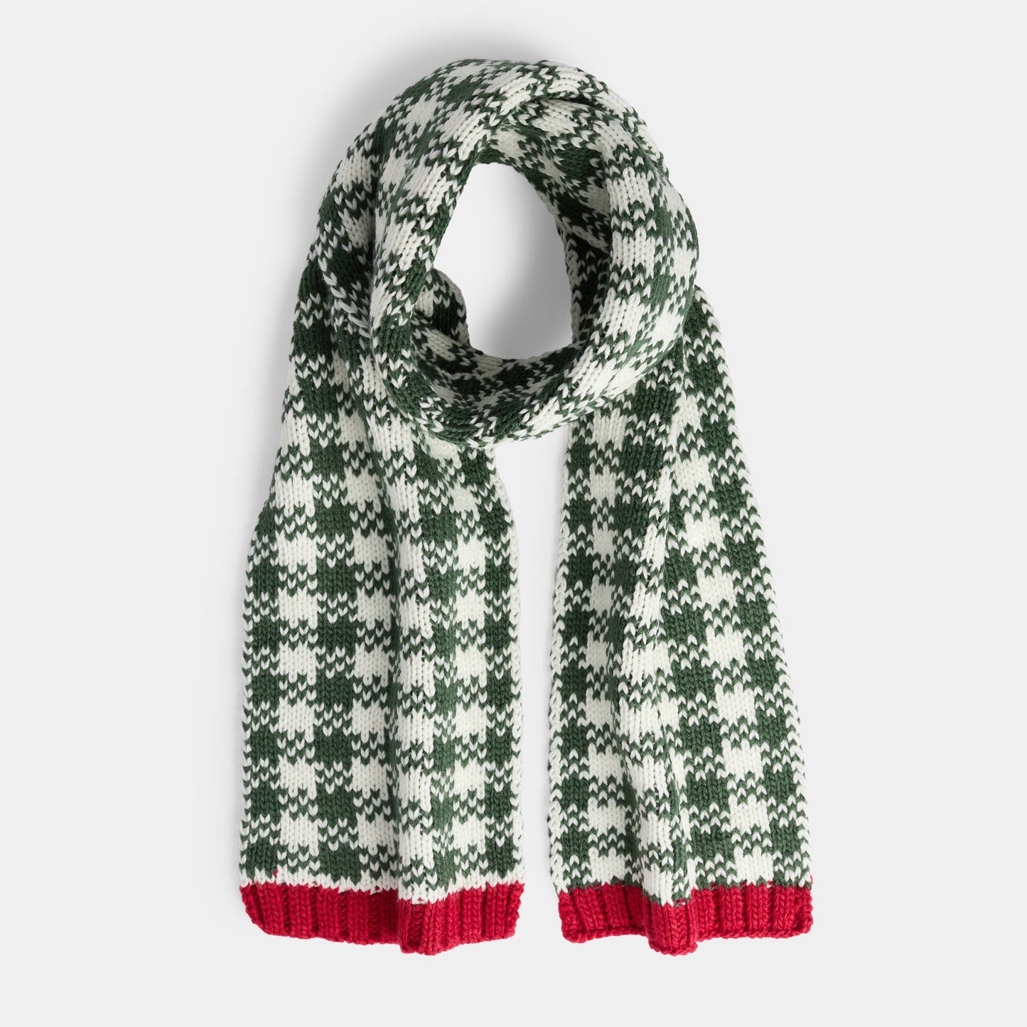 Holly Houndstooth Knit Scarf - Christmas: Red/Green