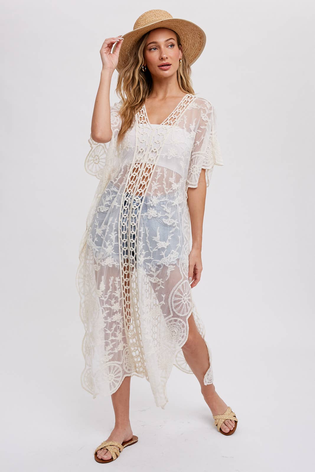 Bluivy BOHO LACE KAFTAN: NATURAL