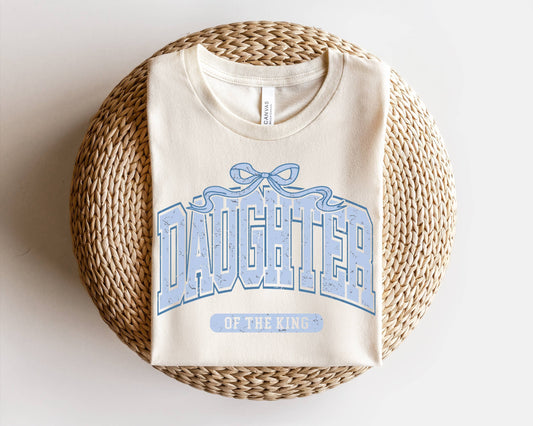 Daughter of the King Religious Bow Tee : Heather Natural