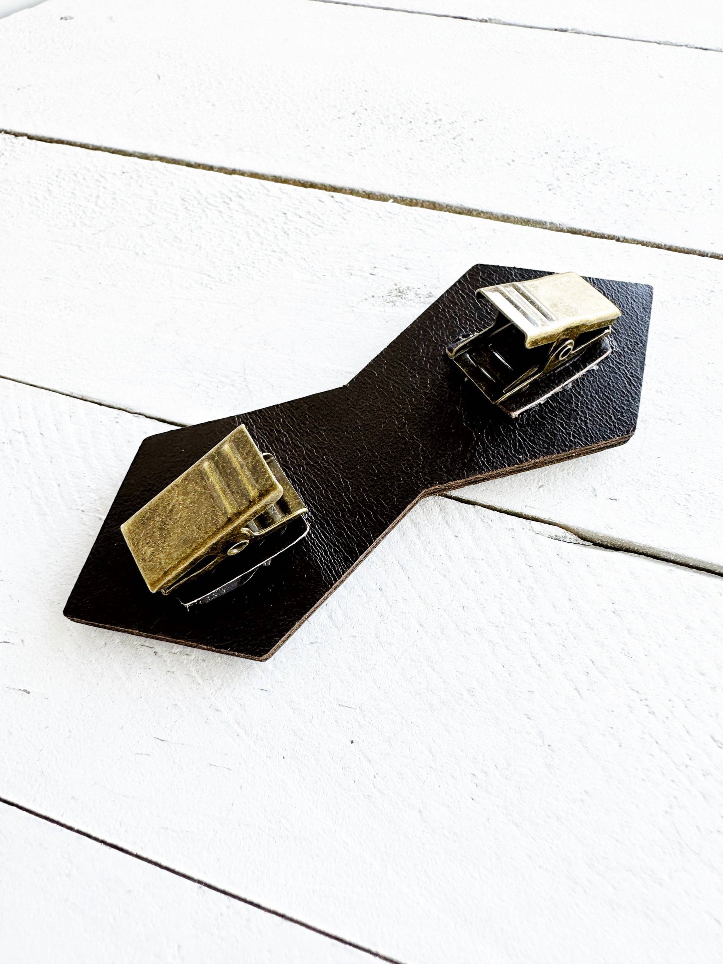 Cinch Clip - Dark Brown Leather + Bronze Hardware