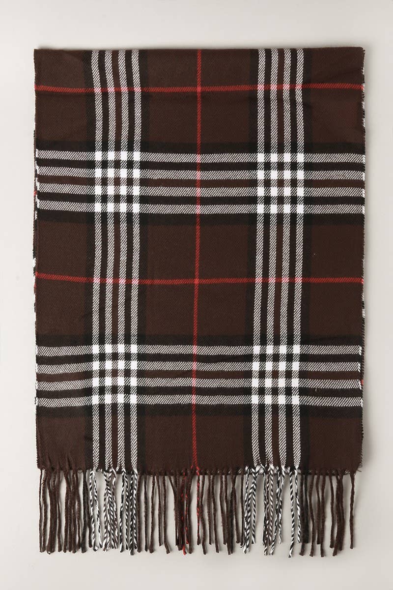 Giant Check Cashmere Feel Muffler Scarf: 07-2/LT.BROWN / One Size