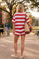 Gameday Stripe Lightweight Sweater Lounge Set: RED/WHITE