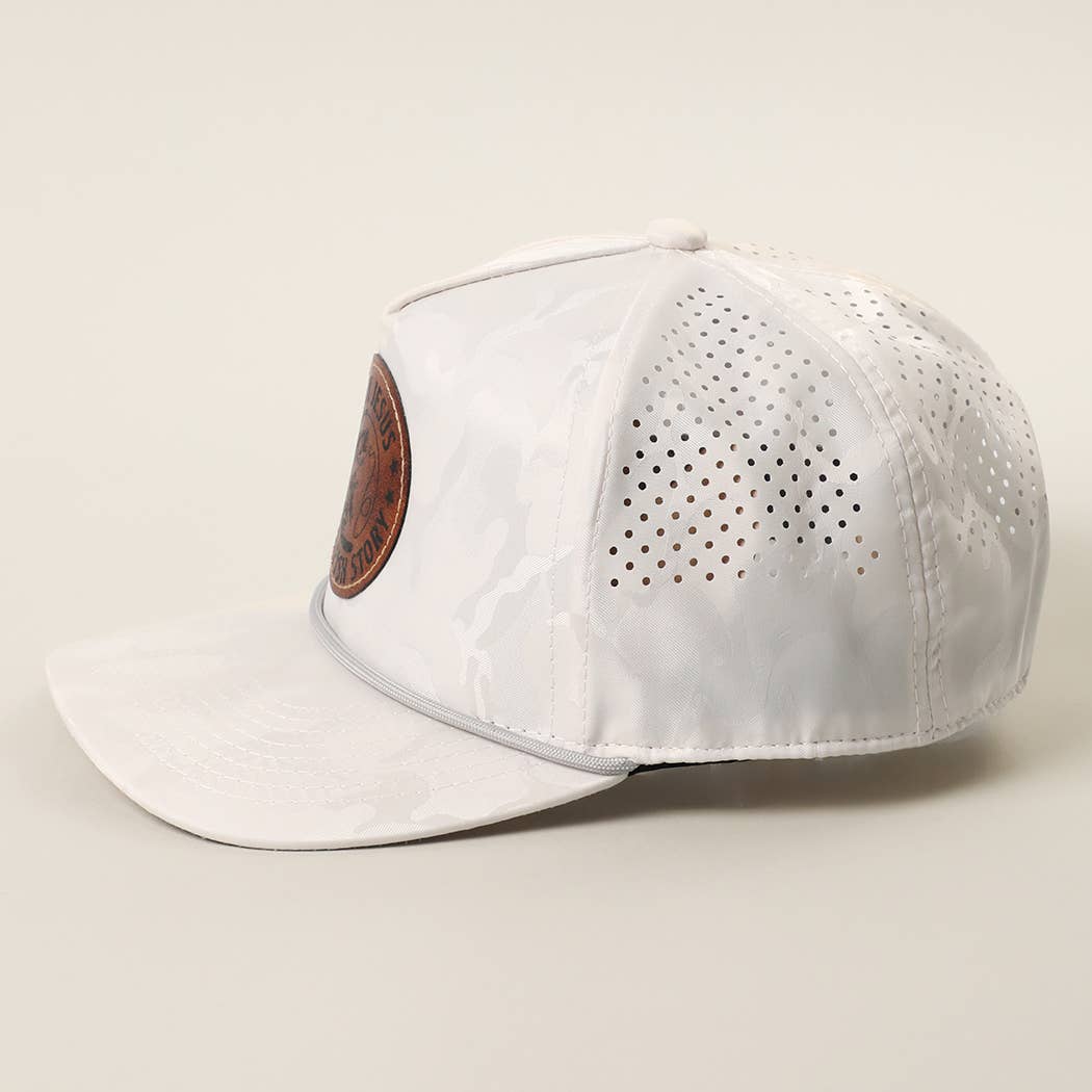 EVEN JESUS HAD A FISH STORY Leather Patch Rope Trucker Hat: WHITE