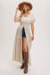 Bluivy OPEN FRONT LACE TRIMMED MAXI DUSTER SHORT SLEEVED CARDIGAN: Biege