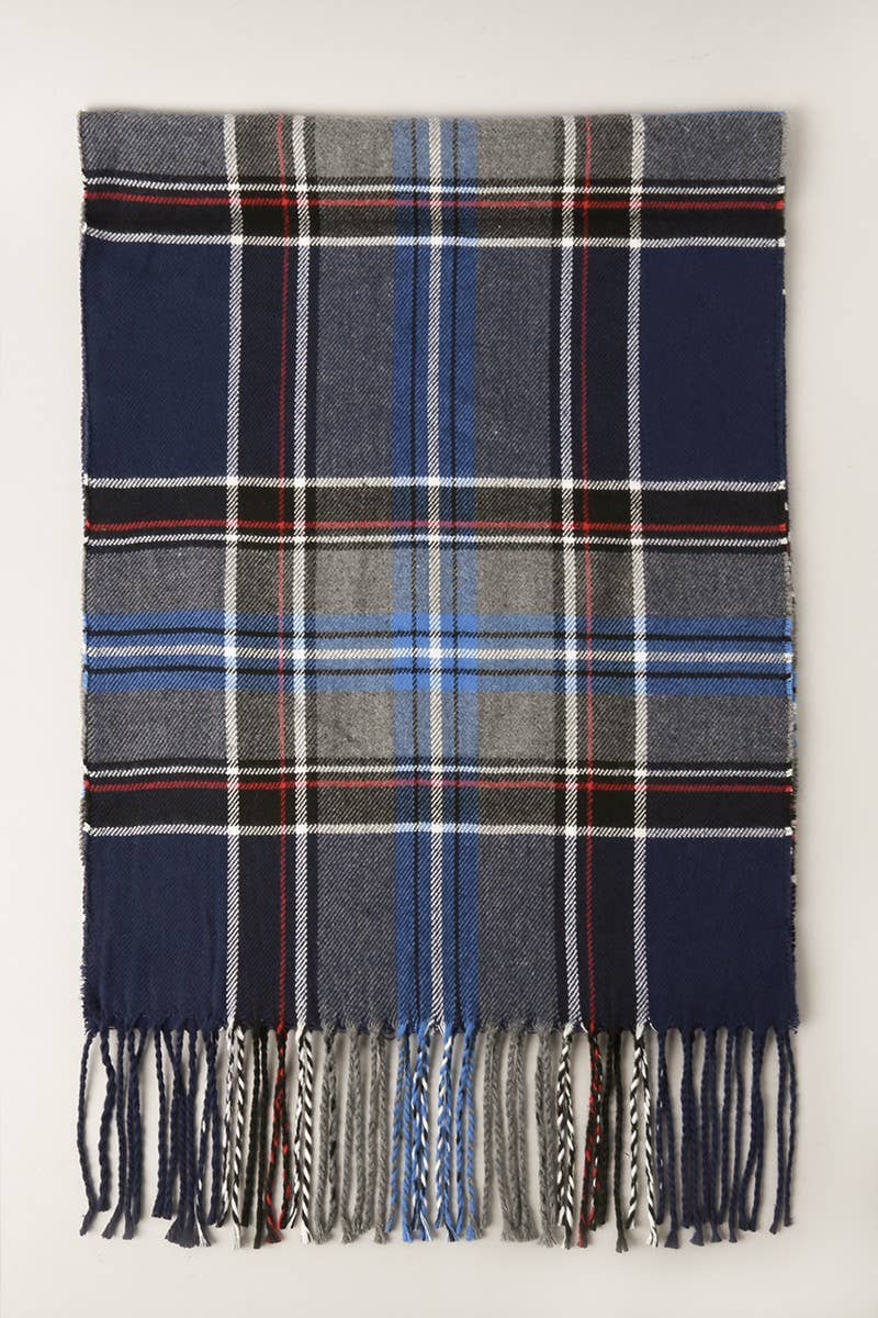 Giant Check Cashmere Feel Muffler Scarf: 07-6/IVORY / One Size