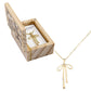 Treasure Box Bow Necklace - You are a Gift: Pine Wood, Zinc Alloy, Glass / Necklace: 17 L with 2 Extender, Box: 2 W x 1.25 H x3 D