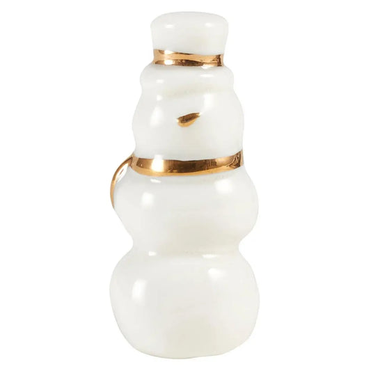 Ceramic Figurine Pine Wood Box - Snowman