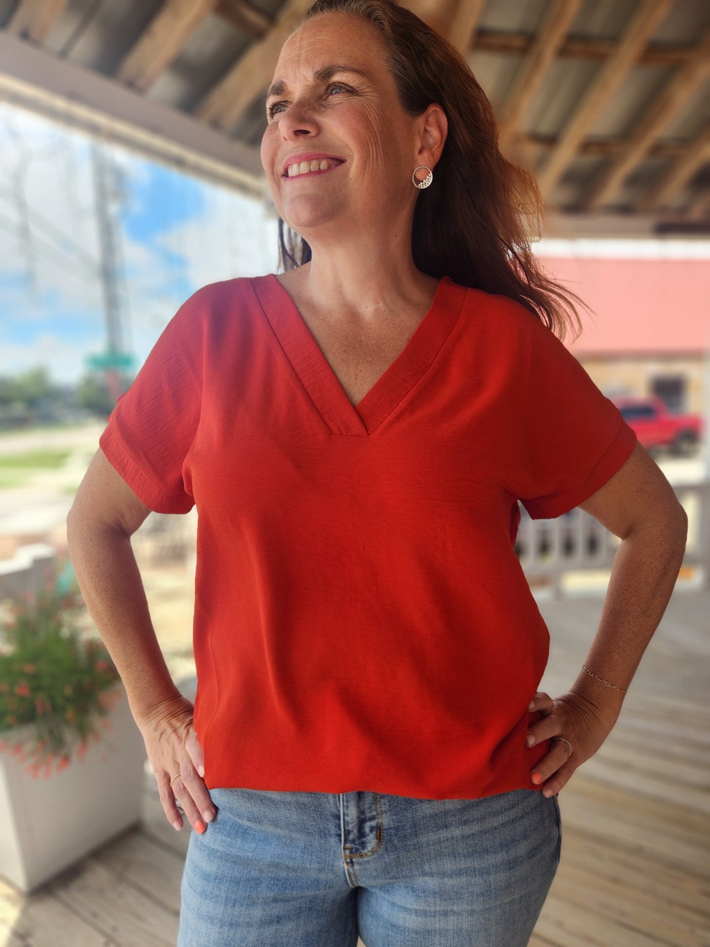 Zenana Salado Red Blouse