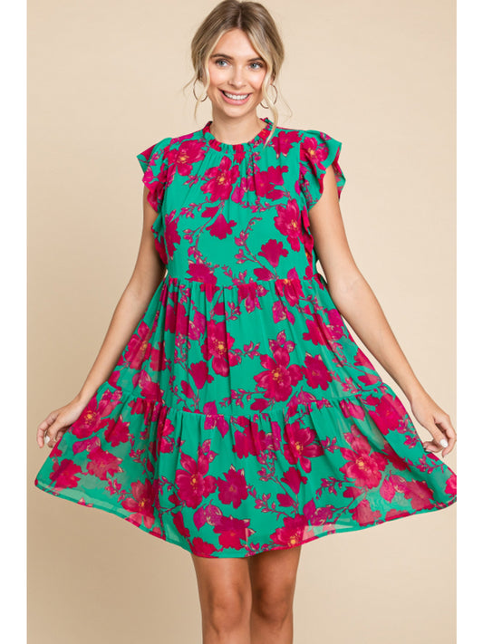 Jodifl Kelly Green Floral Dresss