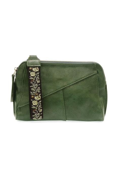 Dark Pine Green Gigi Crossbody with Woven Wrist Strap