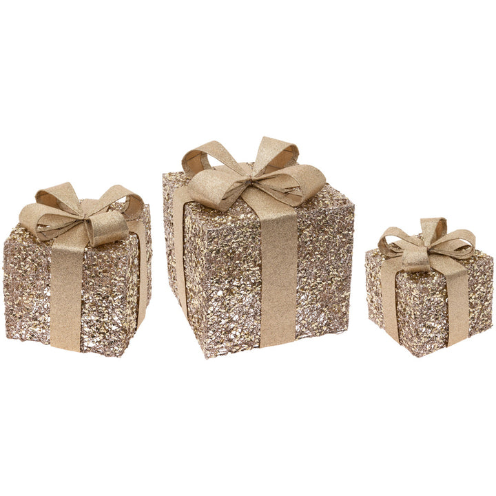 GOLD GLITTER PRESENT SET S/3