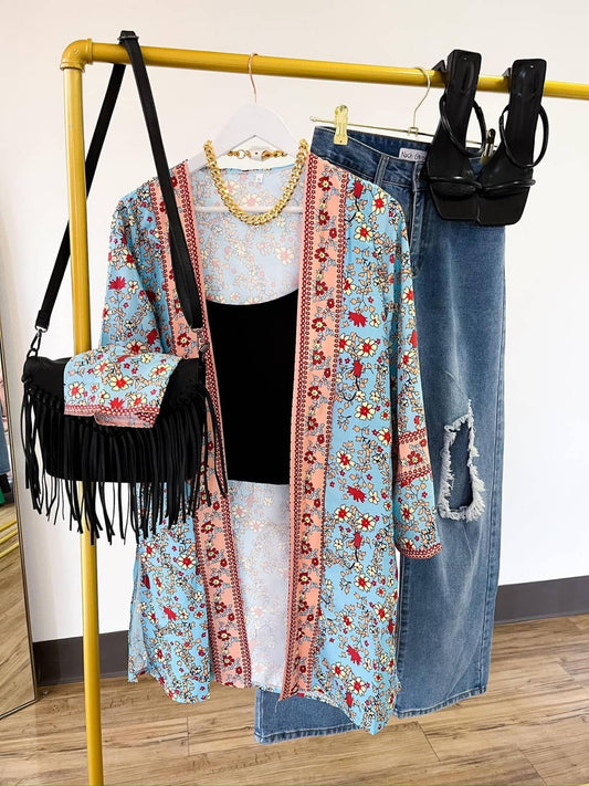 Nash Grey - Bohemian Babe Teal Print Kimono