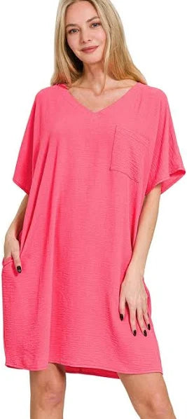 Zenana Fuchsia Airflow Dress w/pockets (Copy)