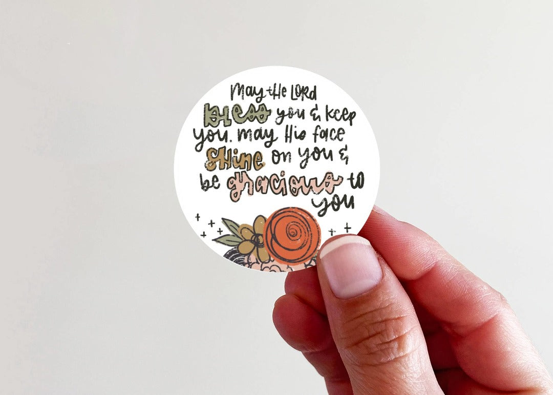 Kingfolk Co - May the Lord Bless You Floral Vinyl Laptop Bottle Sticker