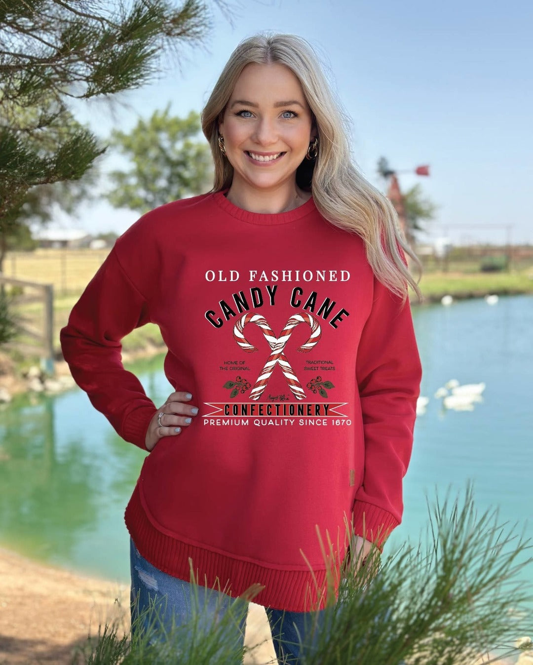 Candy Cane Red High Low Pullover