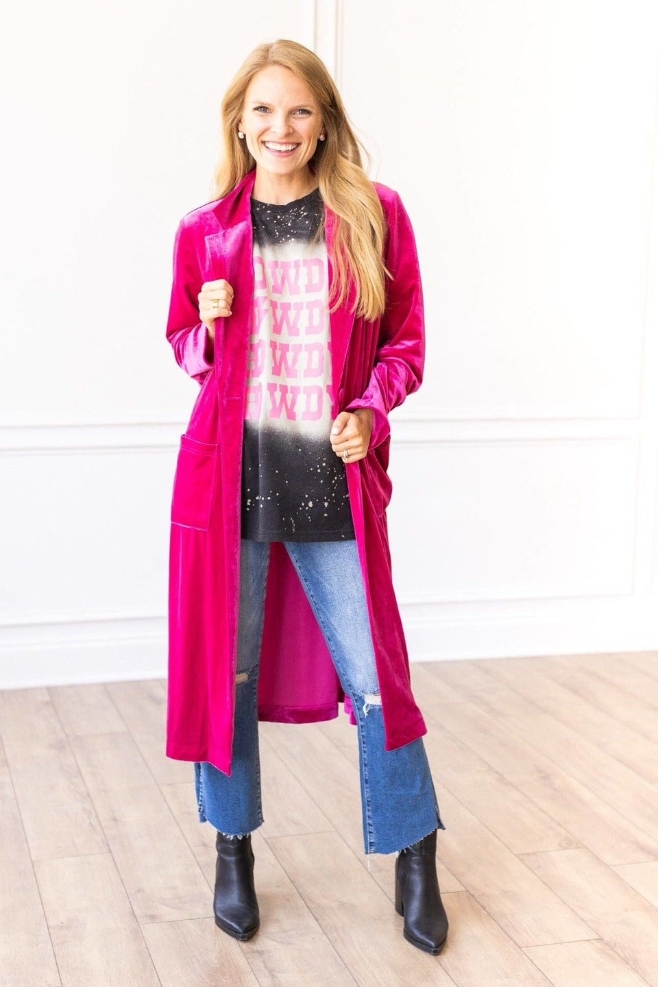 Southern Grace - Hard Candy Velvet Jacket in Hot Pink