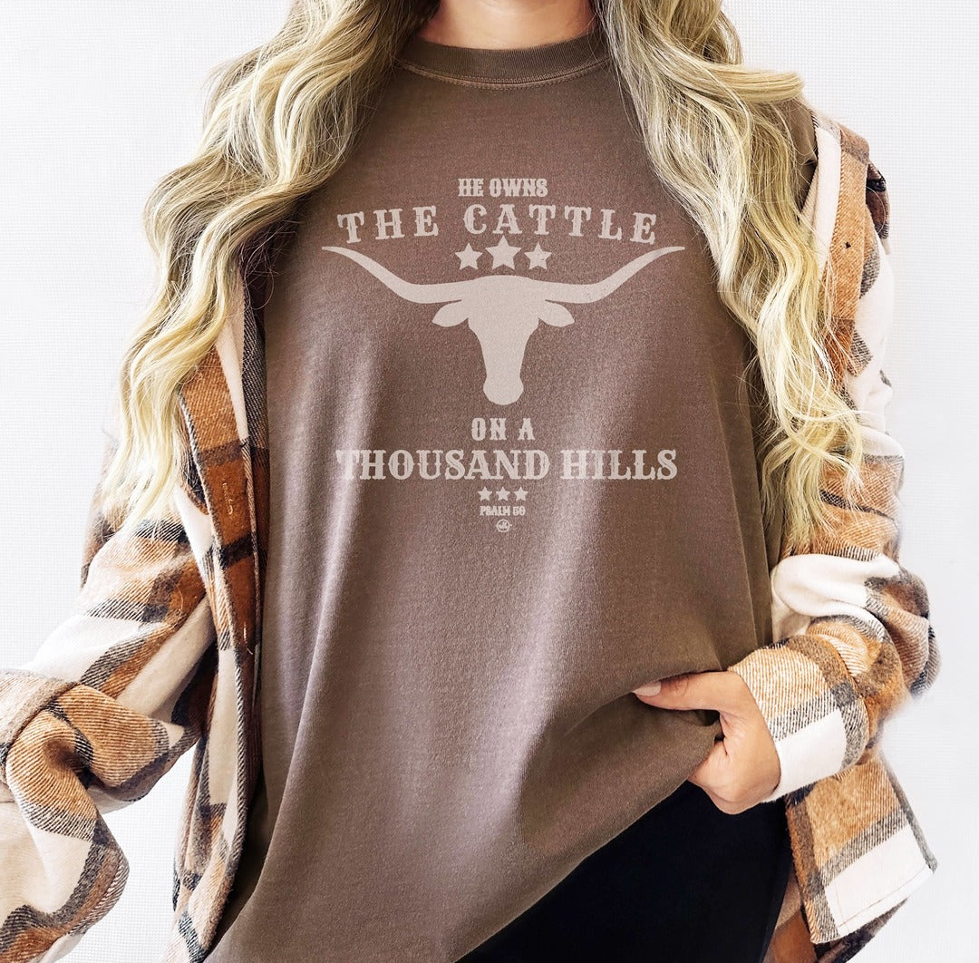 Never Lose Hope Designs - He Owns The Cattle Christian Graphic Tee