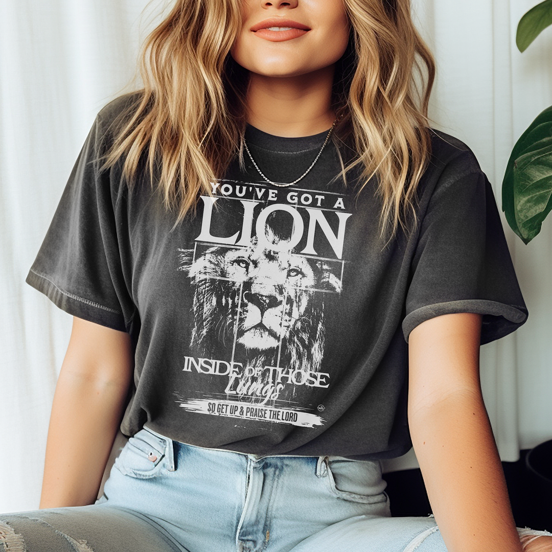 Never Lose Hope Designs - Lion Inside Those Lungs Pepper Christian Graphic Tee