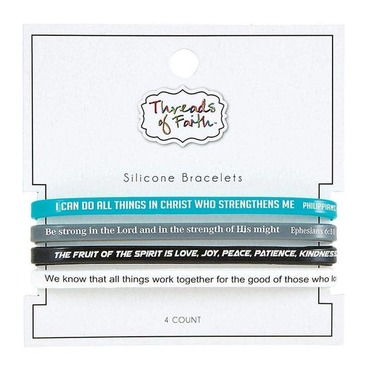 Faithworks by Creative Brands - Silicone Bracelet - Scripture Verses - 4pc