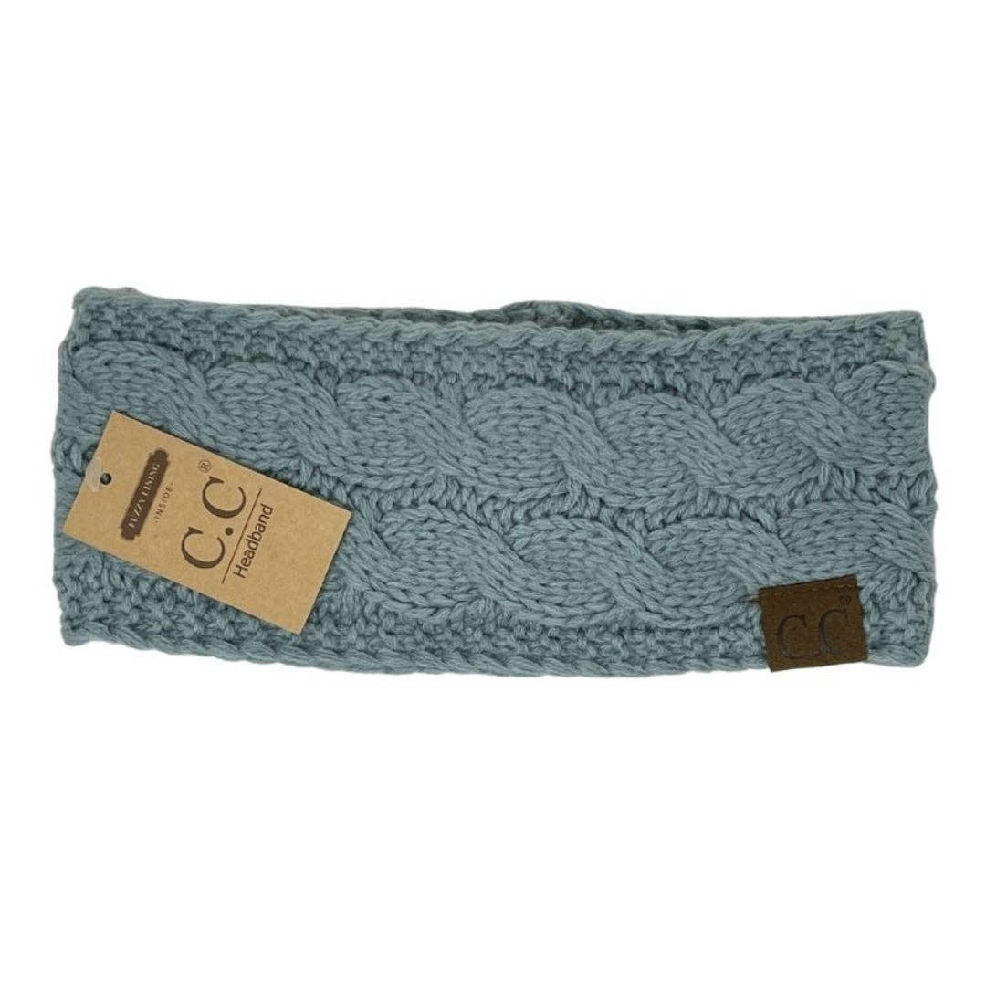 C.C Beanie - Solid Cable Knit CC Head Wrap Winter Mint