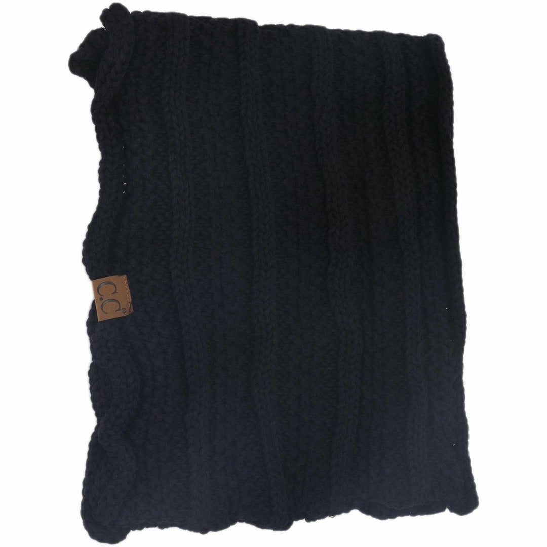 C.C Beanie - Ribbed Solid Infinity Scarf Black