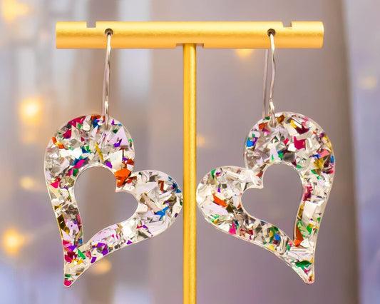 Momenti di Vita - Valentines Earrings Retro Heart Glitter Dangles