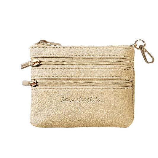 Vegan Leather Zippered Pouch: Gold
